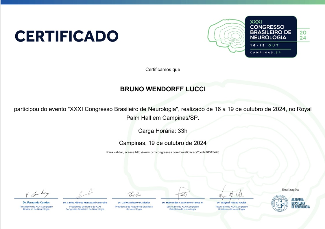 XXXI Congresso Brasileiro de Neurologia — Campinas, 2024