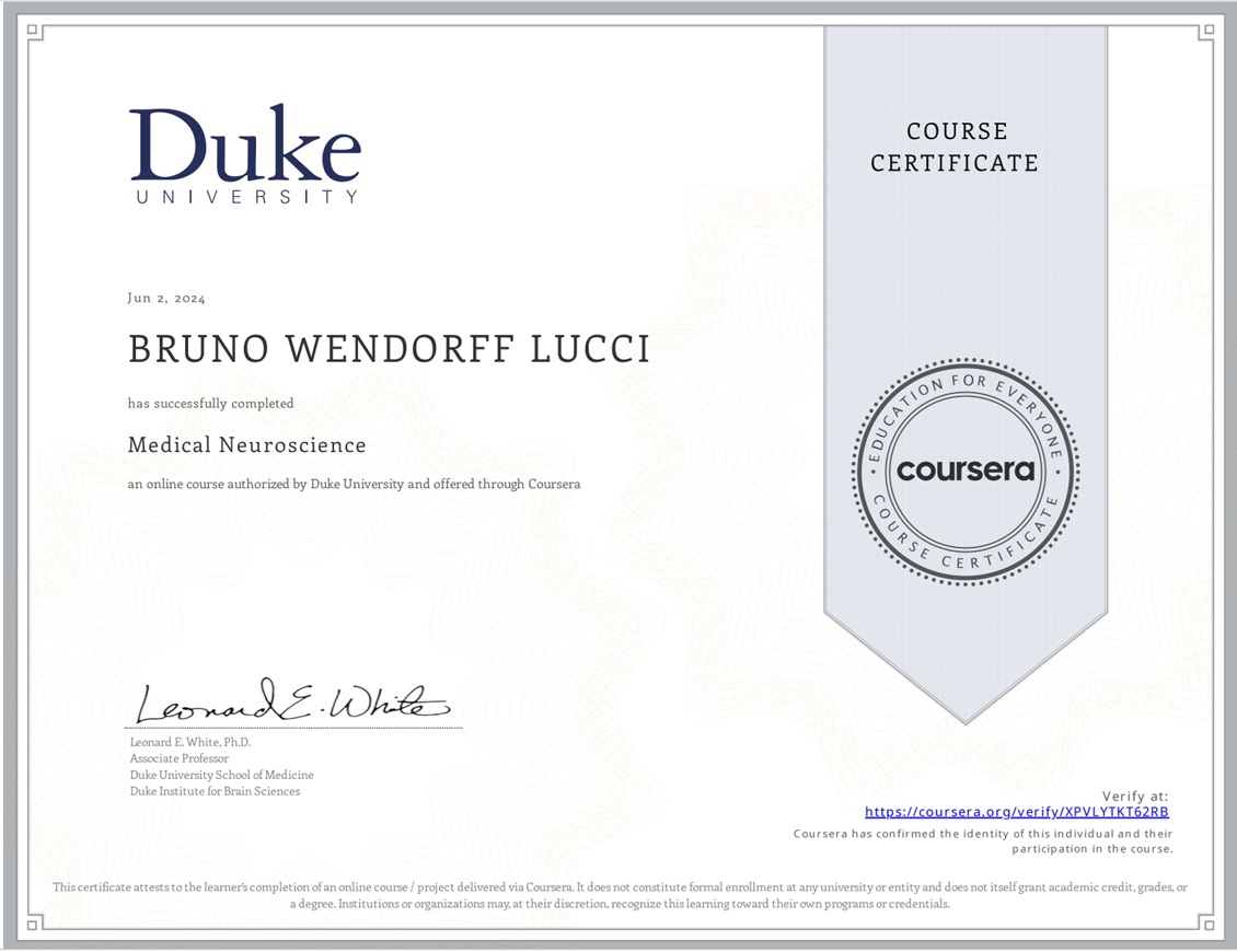 Medical Neuroscience — Duke University / Coursera, 2024